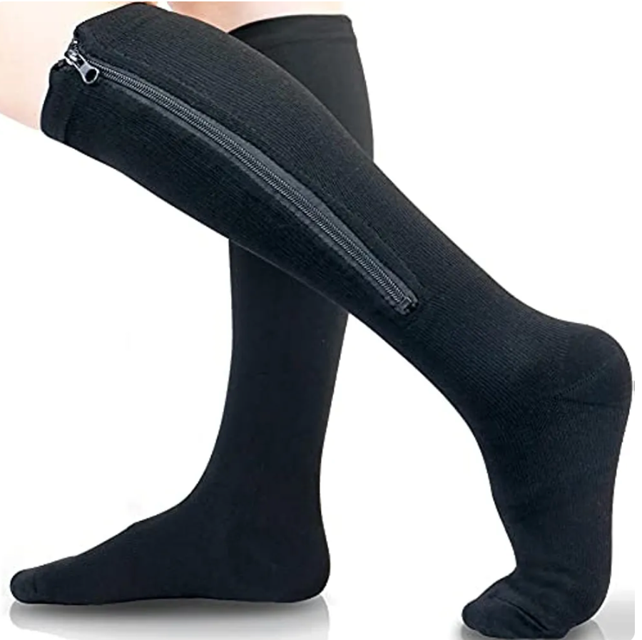 Open Toe Knee High Medical Compression Socks with Zipper