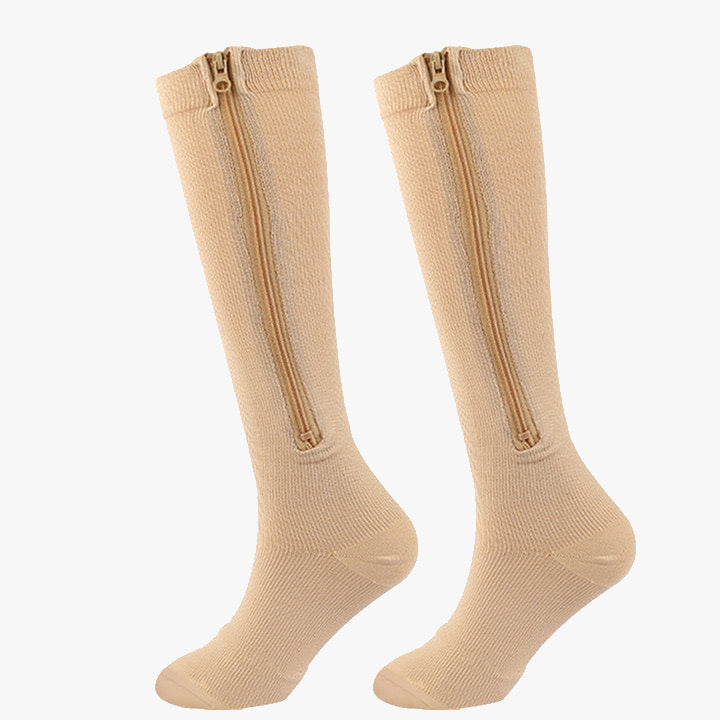 2 pairs Compression Socks for Men Women -  Toe Knee High Medical Compression Socks with Zipper