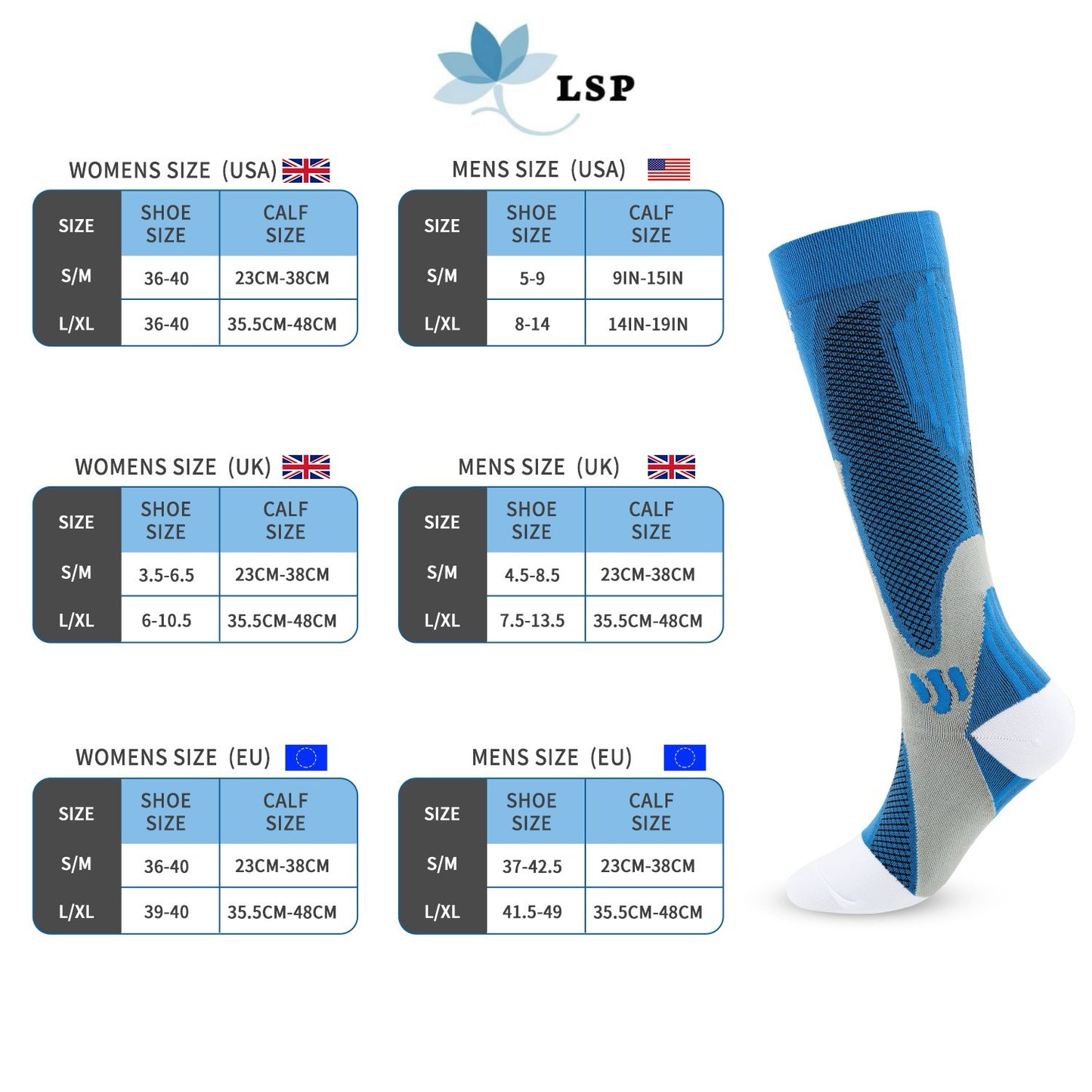 2 pairs compression socks, perfect for all outdoor activities