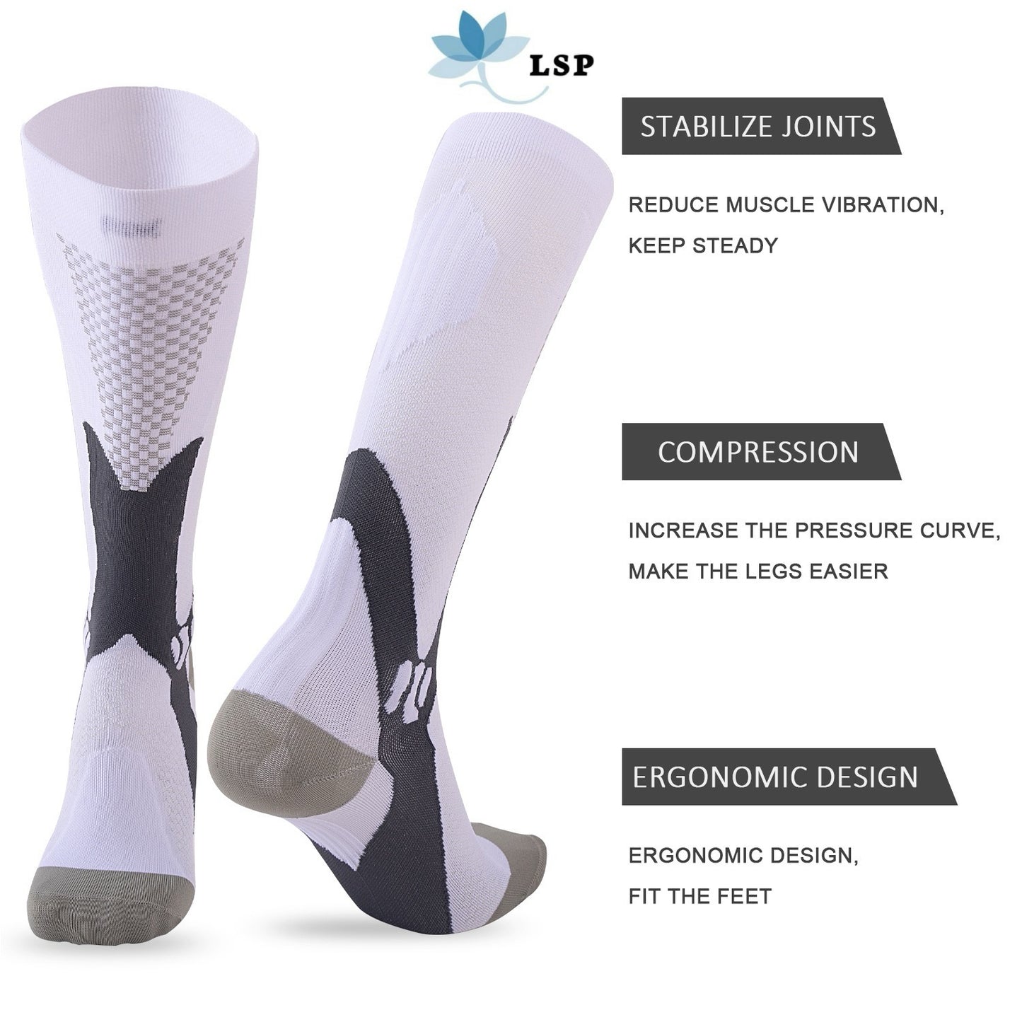 2 pairs compression socks, perfect for all outdoor activities